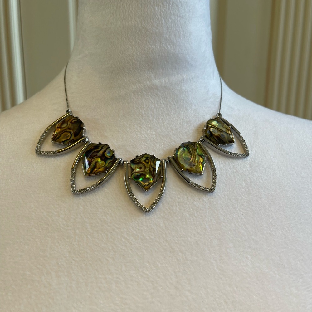 White House Black Market Elegant Abalone and Silver Necklace
